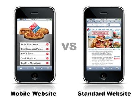 Comparison between a Website for Mobile devices and a Website fore Desktop computers